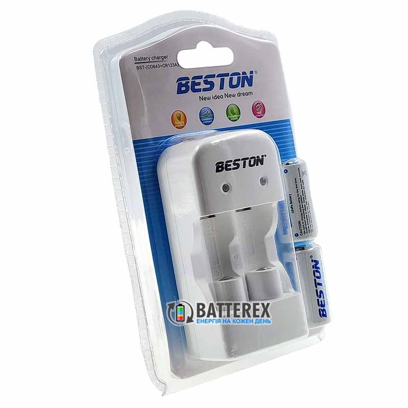 Beston CD643 зарядное устройство для LiFePO4 аккумуляторов CR123A/CR2 + 2 аккумулятора 16340 CR123A 600mAh 3.0V