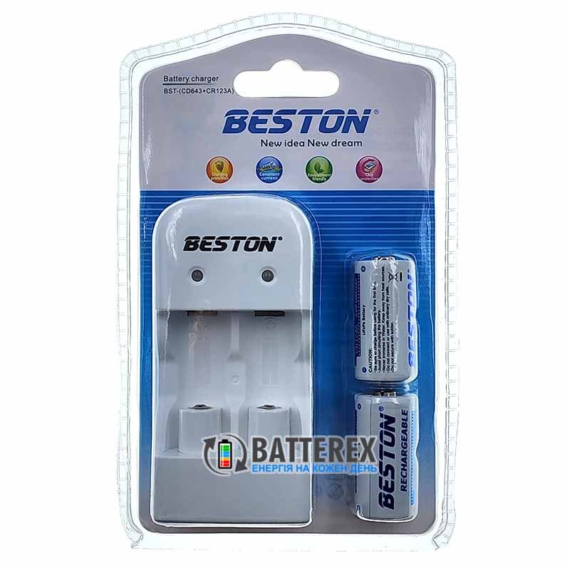 Beston CD643 зарядное устройство для LiFePO4 аккумуляторов CR123A/CR2 + 2 аккумулятора 16340 CR123A 600mAh 3.0V