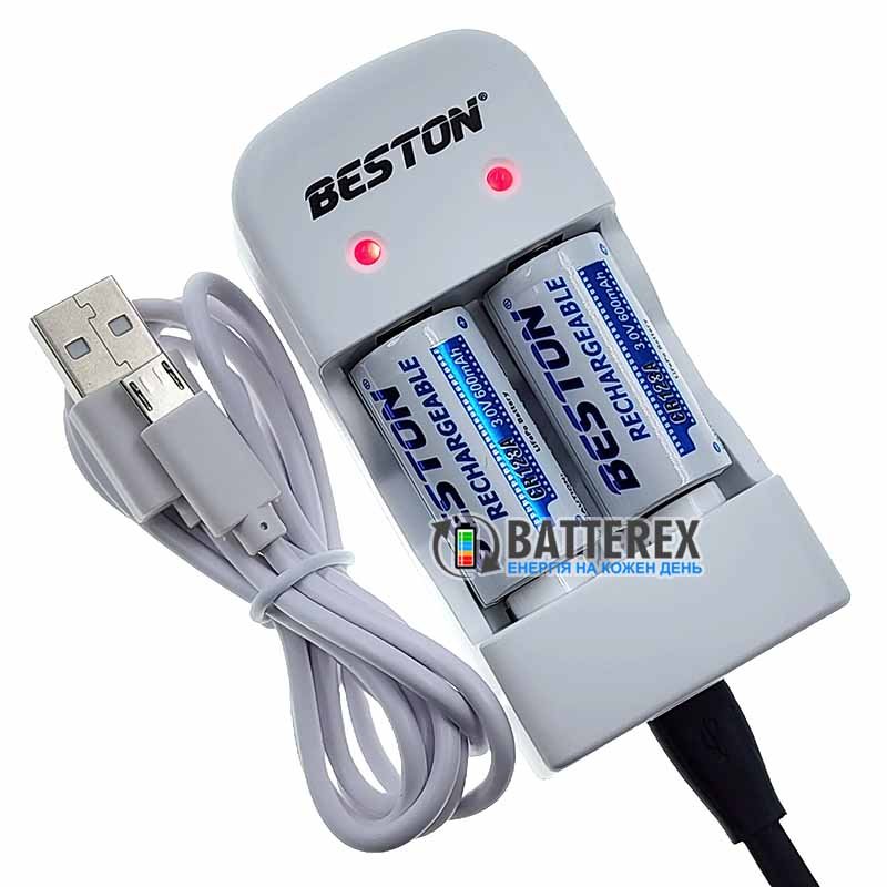 Beston CD643 зарядное устройство для LiFePO4 аккумуляторов CR123A/CR2 + 2 аккумулятора 16340 CR123A 600mAh 3.0V
