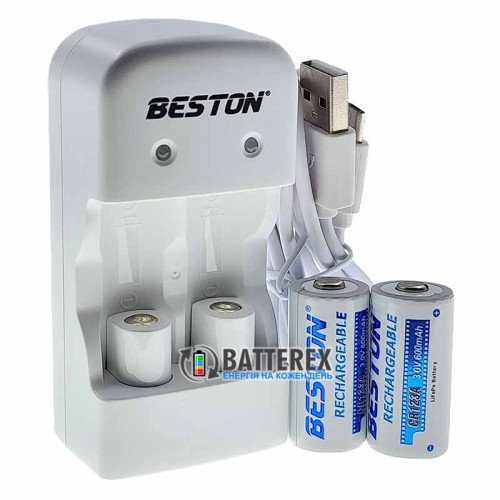 Beston CD643 зарядное устройство для LiFePO4 аккумуляторов CR123A/CR2 + 2 аккумулятора 16340 CR123A 600mAh 3.0V