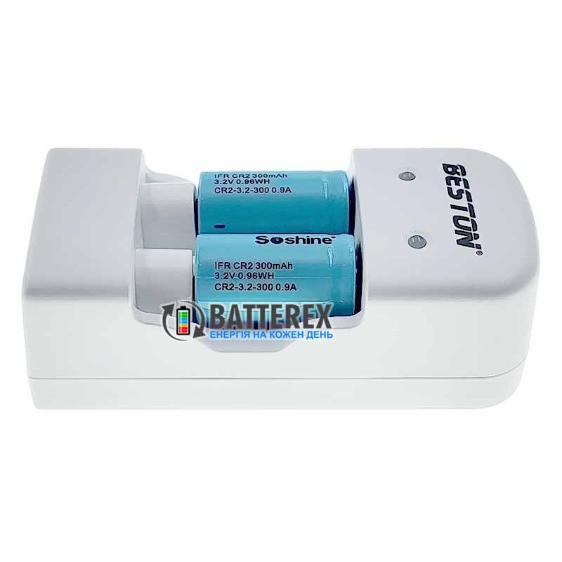 Beston CD643 зарядное устройство для LiFePO4 аккумуляторов CR123A/CR2 + 2 аккумулятора CR2 15266 300mAh 3.2V