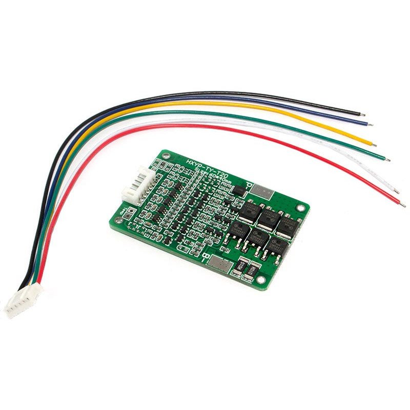 BMS плата защиты 5S 15/20A 21V HX-5S-TY-T20 с балансировкой для 5 аккумуляторов 18650