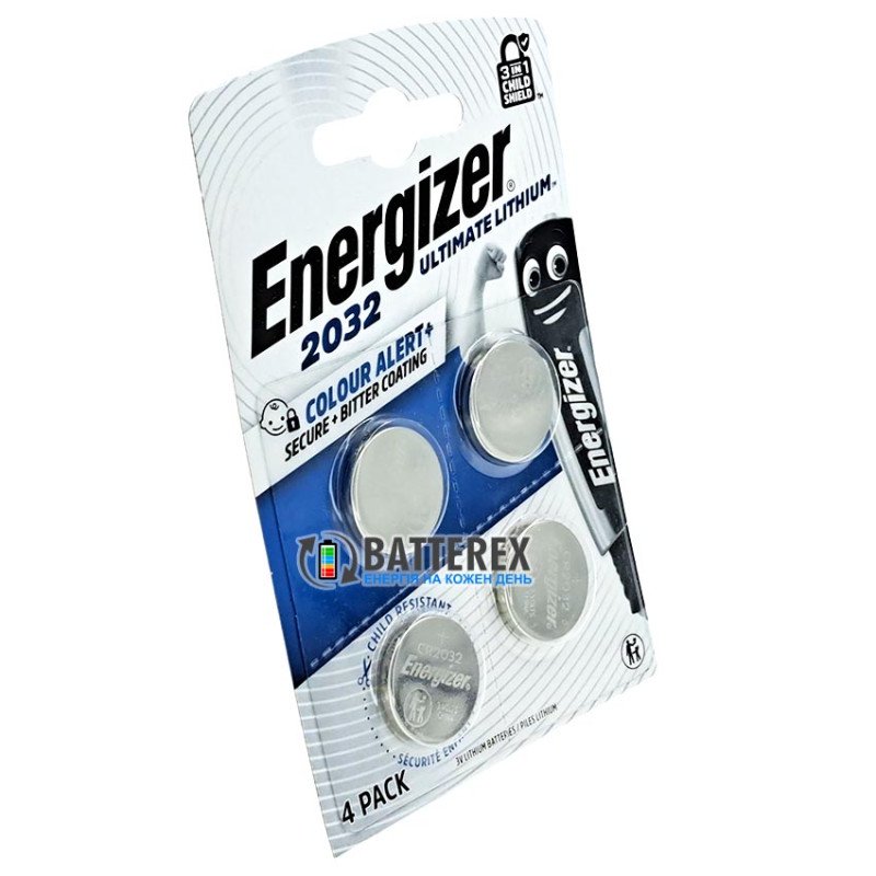 Батарейка літієва CR2032 Energizer Ultimate Lithium 3V, упаковка 4 шт. в блістері