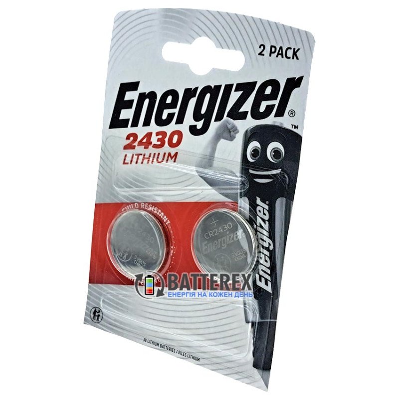 Батарейка CR2430 Energizer Lithium 3V, упаковка 2 шт. в блистере