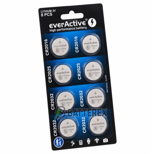 Набір батарейок 2xCR2016 2xCR2025 4xCR2032 Everactive Lithium Battery 3V, упаковка в блістері