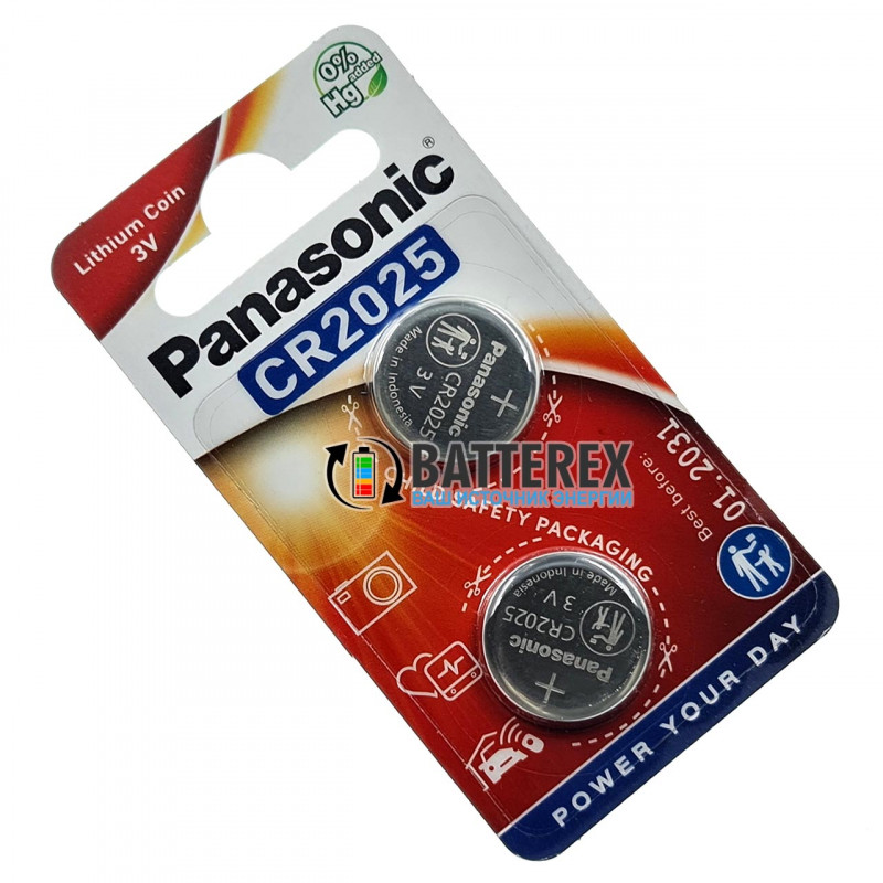Батарейка CR2025 Panasonic Lithium Power 3V - 2 шт. в блистере