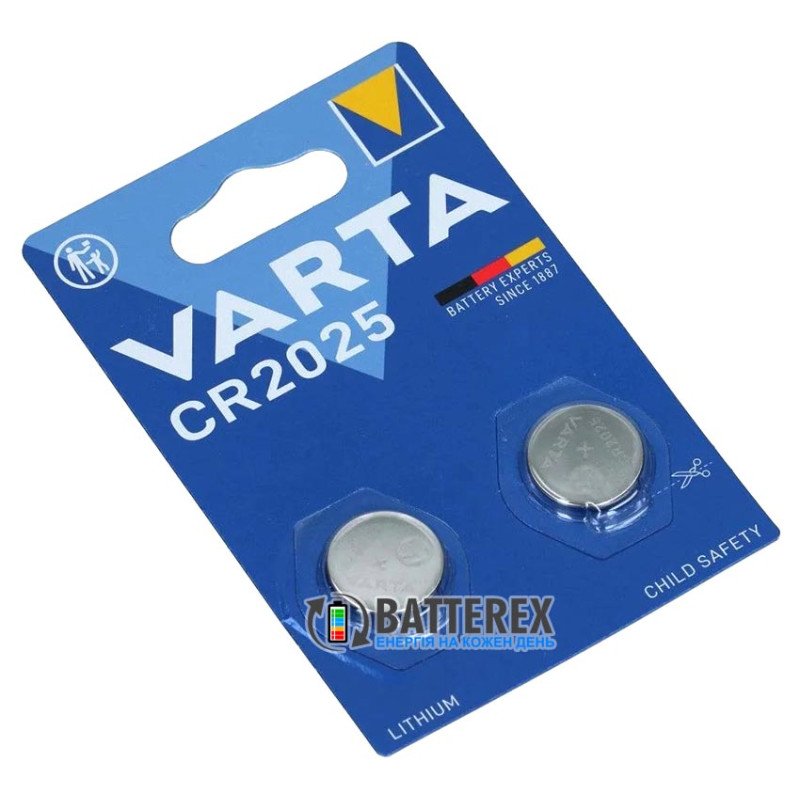Батарейка литиевая CR2025 Varta Lithium 3V, упаковка 2 шт. в блистере