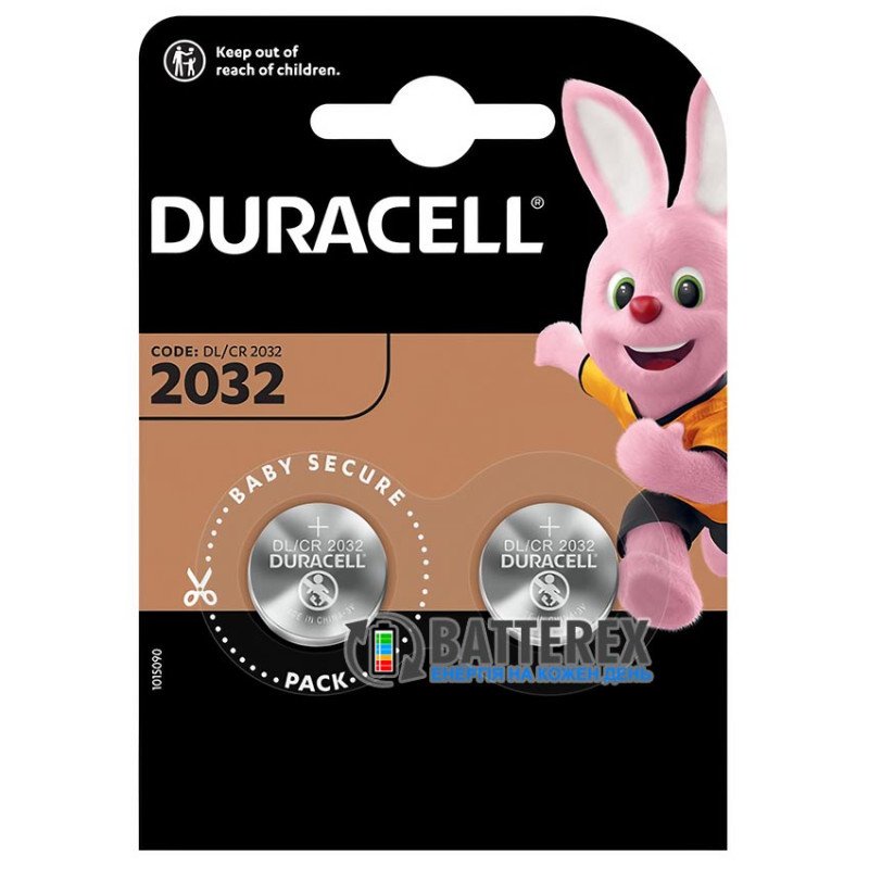 Батарейка літієва CR2032 Duracell Lithium 3V, упаковка 2 шт. в блістері