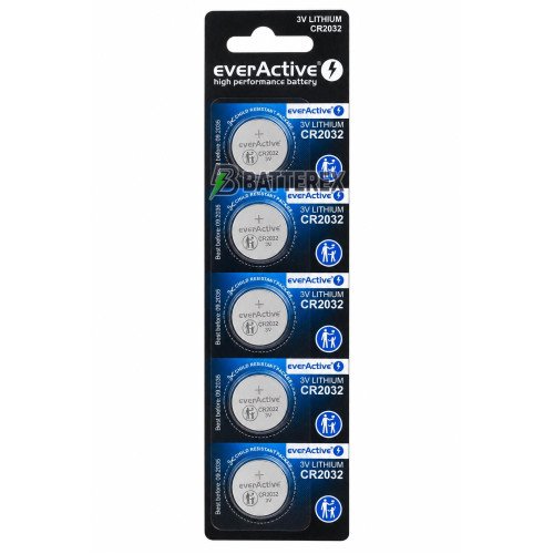 Батарейка CR2032 Everactive Lithium Battery 3V, упаковка 5 шт. в блістері