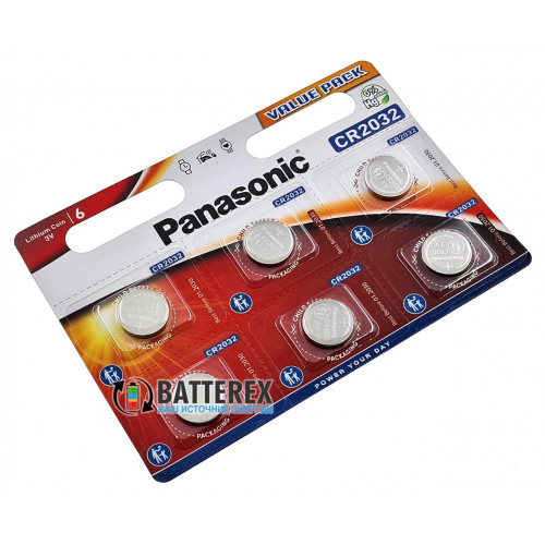 Батарейки CR2032 Panasonic Lithium Power 3V, блистер 6 шт., оригинал
