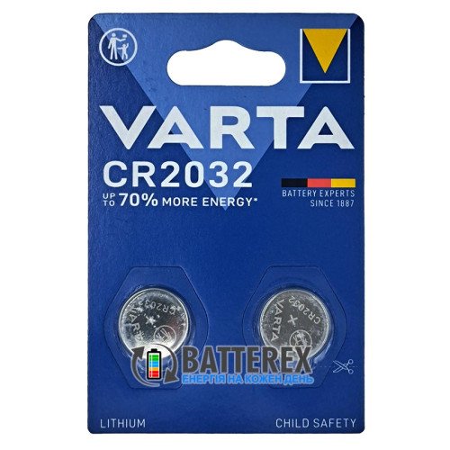 Батарейка CR2032 Varta Lithium 3V 230mAh, блистер 2 шт., оригинал