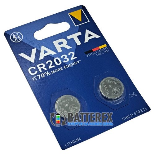 Батарейка CR2032 Varta Lithium 3V 230mAh, блистер 2 шт., оригинал