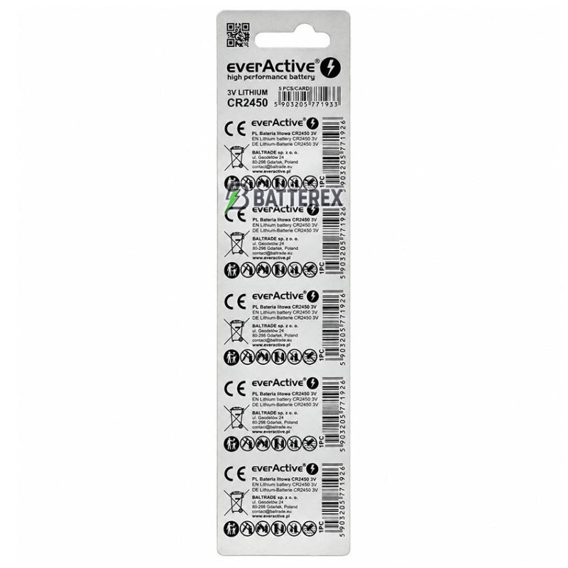 Батарейка CR2450 Everactive Lithium Battery 3V 600mAh - поштучно - ціна за 1 шт.
