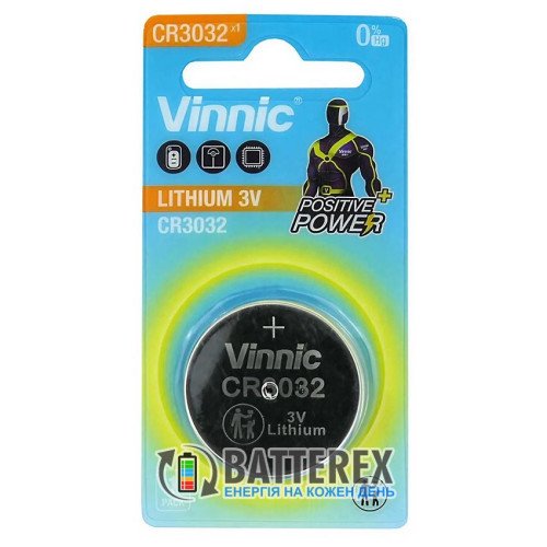 Батарейка CR3032 Vinnic Lithium 3V, блистер 1 шт., оригинал