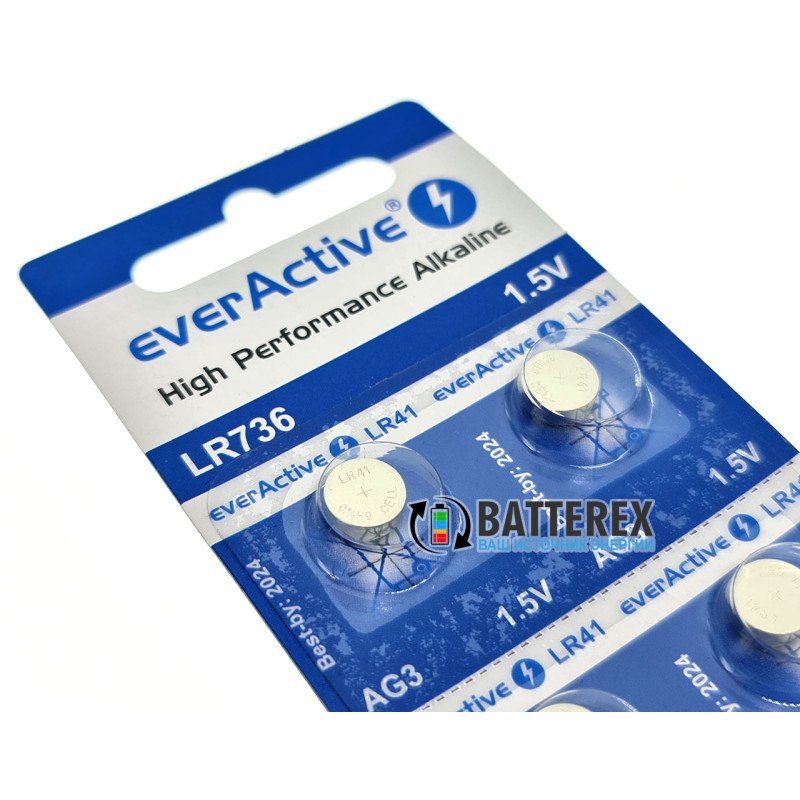 Батарейка щелочная LR41 AG3 Everactive Alkaline 1.5V (LR736 384 392 SR41)