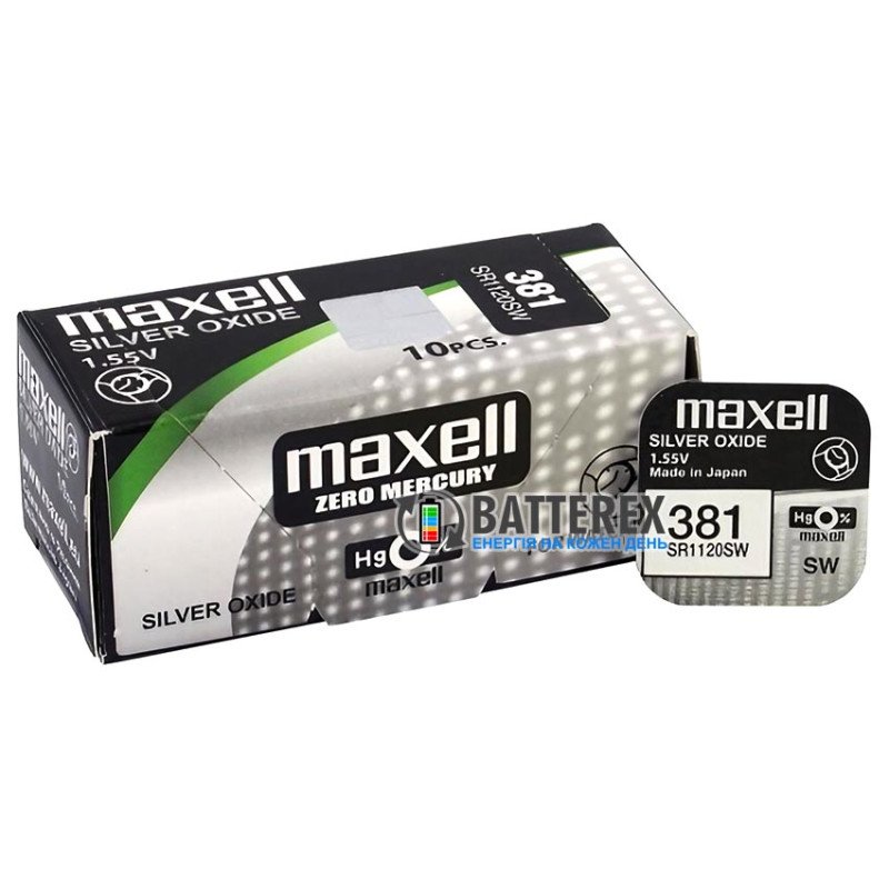 Батарейка годинникова 381 SR1120SW AG8 Maxell Silver Oxide 1.55V Made in Japan