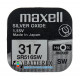 Батарейка для годинника Maxell Silver Oxide 317 SR516SW 1.55V не містить ртуті