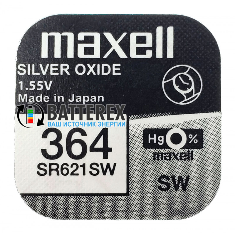 Батарейка для часов 364 SR621SW Maxell Silver Oxide 1.55V Made in Japan