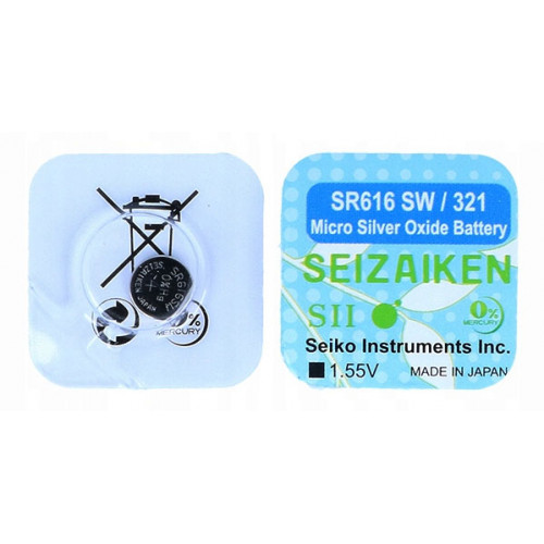 Батарейка 321 SR616SW Seizaiken Silver Oxide 1.55V Made in Japan