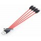 Кабель Soshine USB AM - 4xType-C Red 2.4А 0.2м на 4 порта USB Type-C для зарядки 4х аккумуляторов или устройств одновременно