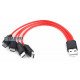 Кабель Soshine USB AM - 4xType-C Red 2.4А 0.2м на 4 порта USB Type-C для зарядки 4х аккумуляторов или устройств одновременно