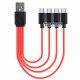 Кабель Soshine USB AM - 4xType-C Red 2.4А 0.2м на 4 порта USB Type-C для зарядки 4х аккумуляторов или устройств одновременно