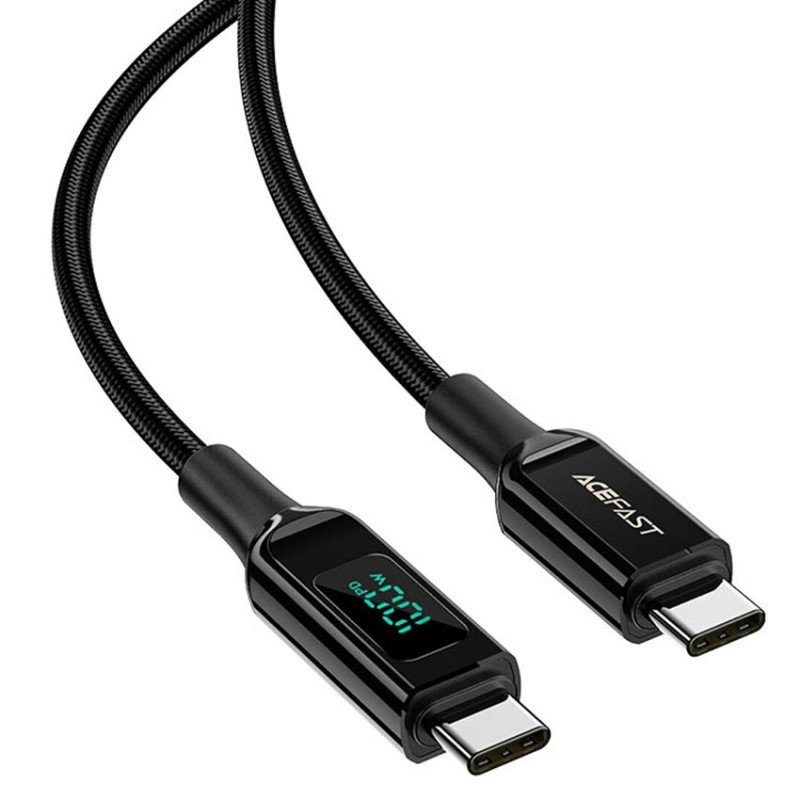Кабель с индикацией мощности заряда ACEFAST C6-03 Type-C to Type-C 5A 100W Digatal Display, длина 2 м, чёрный