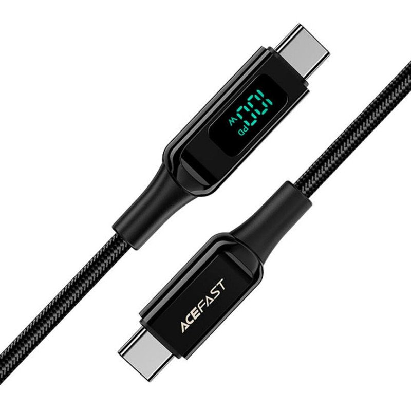Кабель с индикацией мощности заряда ACEFAST C6-03 Type-C to Type-C 5A 100W Digatal Display, длина 2 м, чёрный