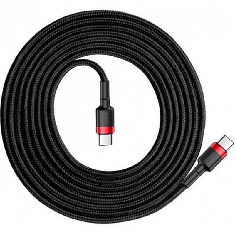 Кабель Baseus Cafule CATKLF-H91 Type-C to Type-C 3A, длина 2м, цвет Red/Black
