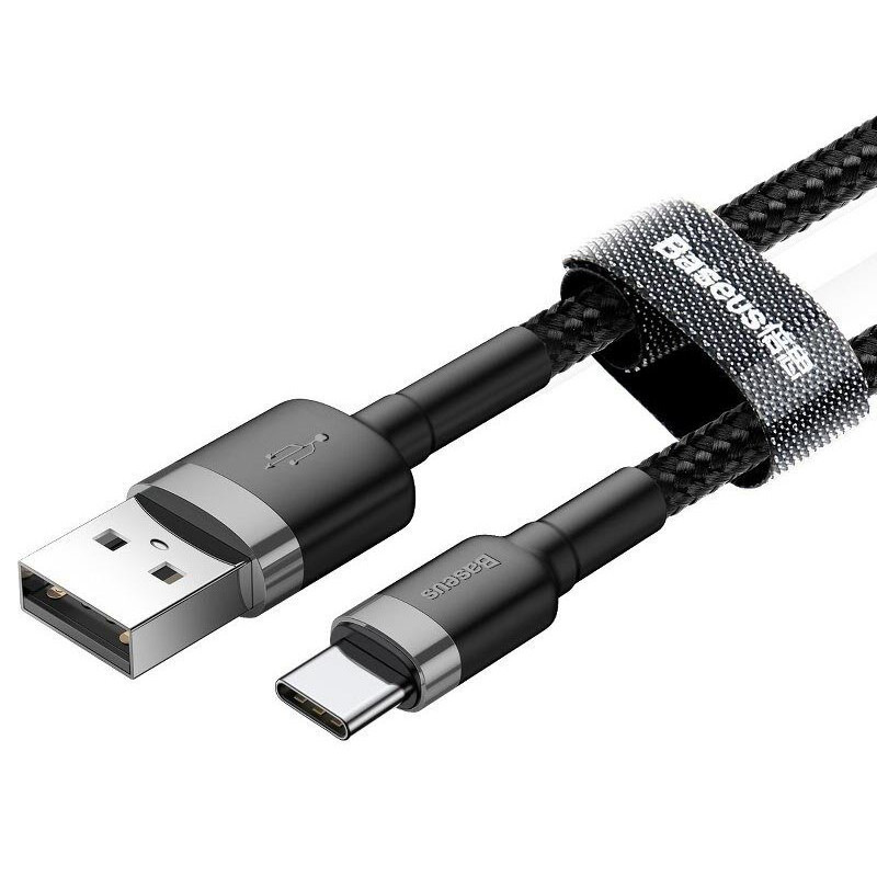 Кабель Baseus Cafule CATKLF-CG1 USB - Type-C 2A - довжина 2м - чорний/сірий