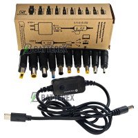 Everactive AD-PD65 - універсальний адаптер живлення USB-C - DC, вибір струму 5V, 9V, 12V, 15V, 20V, набір 10 перехідників