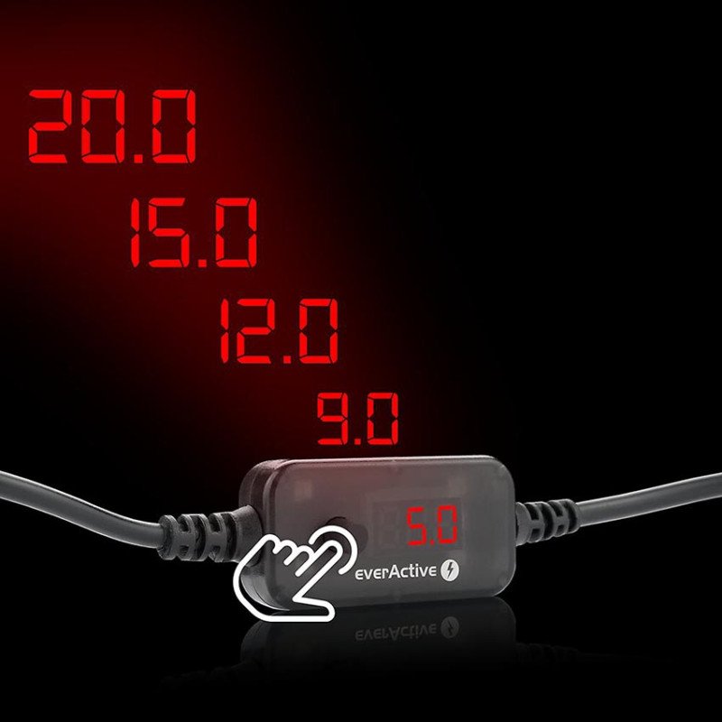 Універсальний адаптер живлення Everactive AD-PD65 USB-C - DC із вибором струму 5-20V та набором 10 перехідників