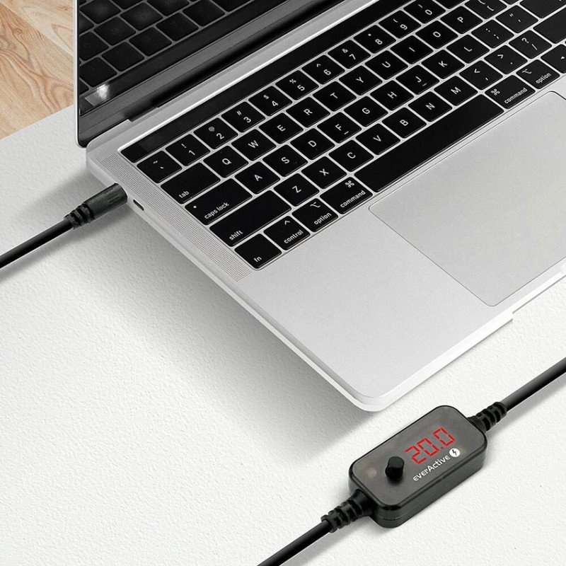 Універсальний адаптер живлення Everactive AD-PD65 USB-C - DC із вибором струму 5-20V та набором 10 перехідників