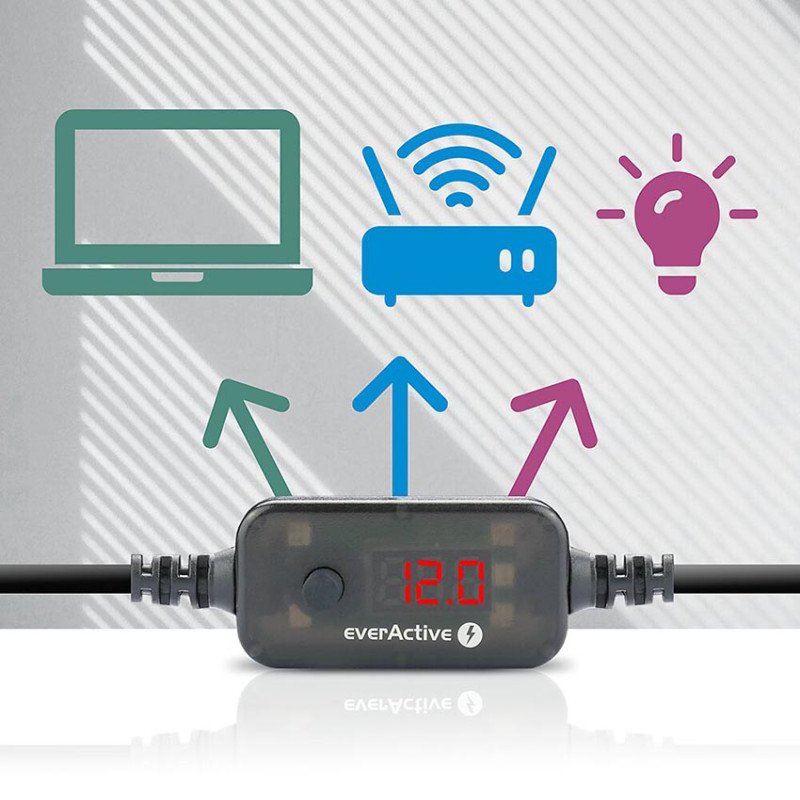 Універсальний адаптер живлення Everactive AD-PD65 USB-C - DC із вибором струму 5-20V та набором 10 перехідників