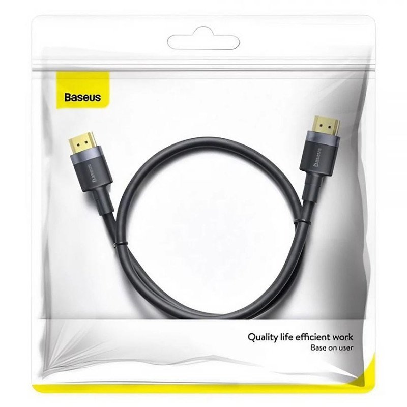 Кабель Baseus Cafule CADKLF-E01 HDMI to HDMI v2.0, позолоченные коннекторы, поддежка 4K, 32 канала аудио, длина 1м, чёрный