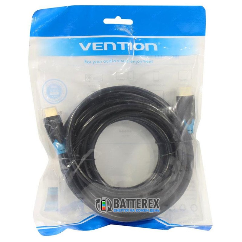 Кабель Vention HDMI to HDMI v1.4, позолоченные коннекторы, поддержка 4K, длина 5 м, чёрный
