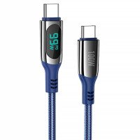 Кабель HOCO S51 Charging Power Display Type-C to Type-C 100W PD, дисплей із індикацією потужності заряду, довжина 1м, синій