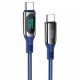 Кабель с индикацией мощности заряда HOCO S51 Charging Power Display Type-C to Type-C 100W PD Blue, длина 1м, синий