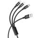 Универсальный кабель 3-в-1 HOCO X14 USB - Type-C - Lightning - microUSB 2A, длина 1 м
