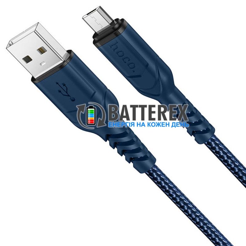 Кабель HOCO X59 Blue USB AM - microUSB 2.4A для зарядки та передачі даних, синій колір, довжина 1 м