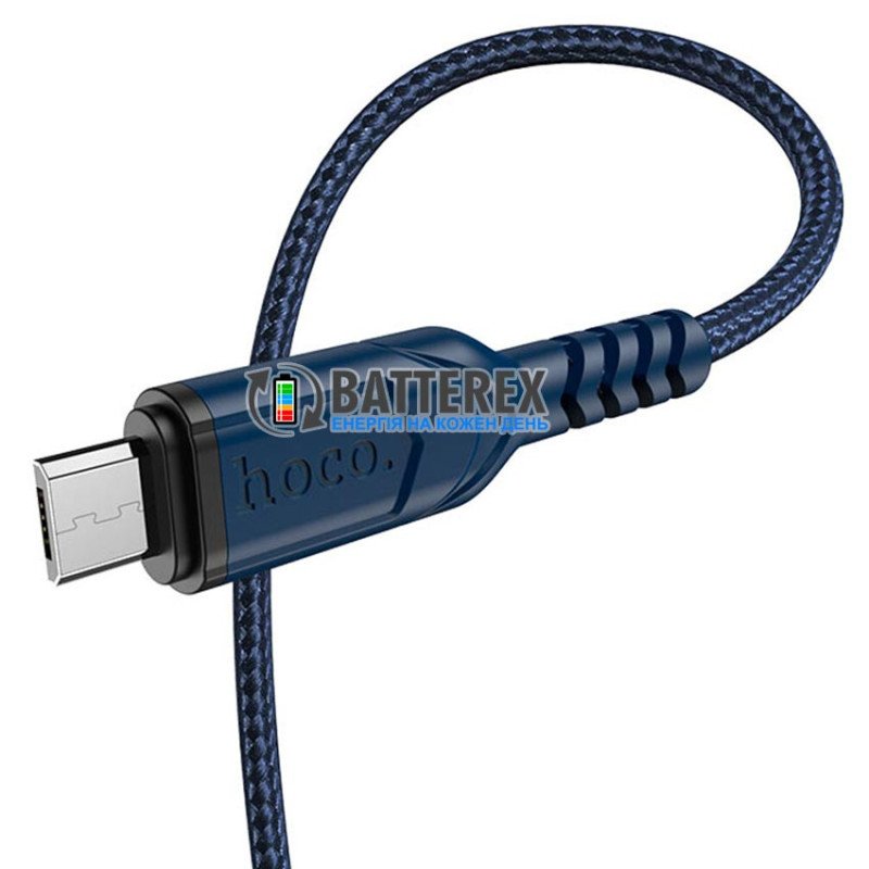 Кабель HOCO X59 Blue USB AM - microUSB 2.4A для зарядки та передачі даних, синій колір, довжина 1 м