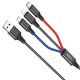 Универсальный кабель 3-в-1 HOCO X76 USB - Type-C - Lightning - microUSB 2A, длина 1 м