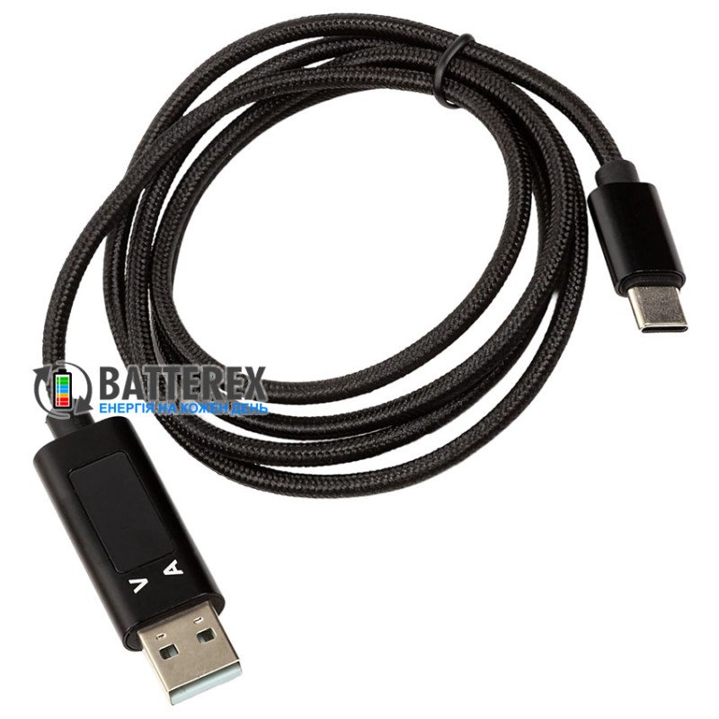 Кабель PowerPlant CA913176 USB - Type-C 1м із тестером струму та напруги