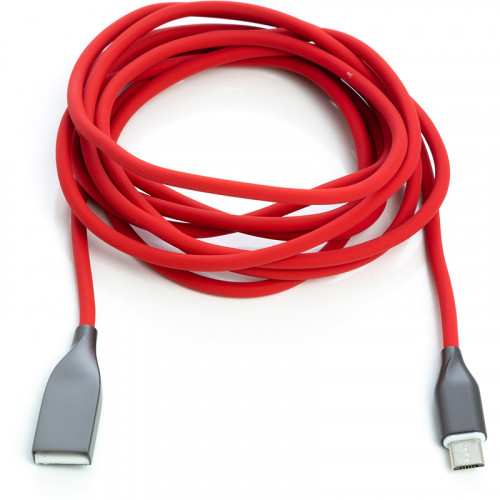 Кабель PowerPlant USB 2.0 AM - micro USB 2.4А 1м супергибкий силиконовый, красный