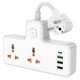 Мережевий подовжувач HOCO AC12A Reise 2-position Expansion Socket на 2 універсальні розетки, 3x USB та 1x Type-C PD 30W