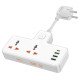 Мережевий подовжувач HOCO AC12A Reise 2-position Expansion Socket на 2 універсальні розетки, 3x USB та 1x Type-C PD 30W