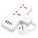 Мережевий подовжувач HOCO AC12A Reise 2-position Expansion Socket на 2 універсальні розетки, 3x USB та 1x Type-C PD 30W