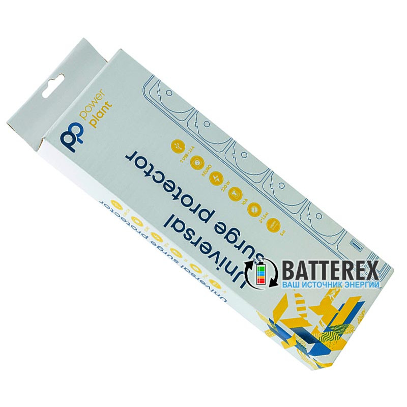 Сетевой фильтр - удлинитель PowerPlant на 5 розеток и 2 USB-порта 5V 2.1A - длина кабеля 5м