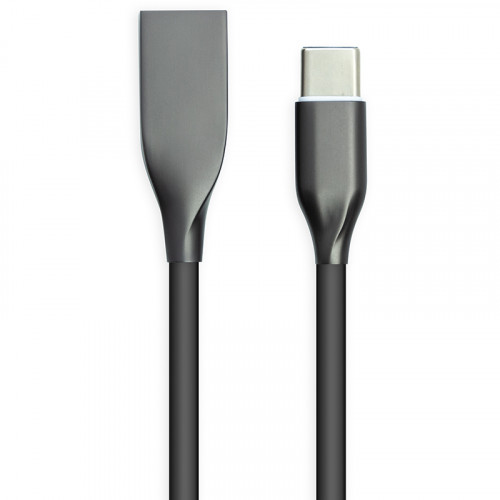 Кабель PowerPlant USB AM - Type-C 2.4А 1м супергибкий силиконовый, чёрный