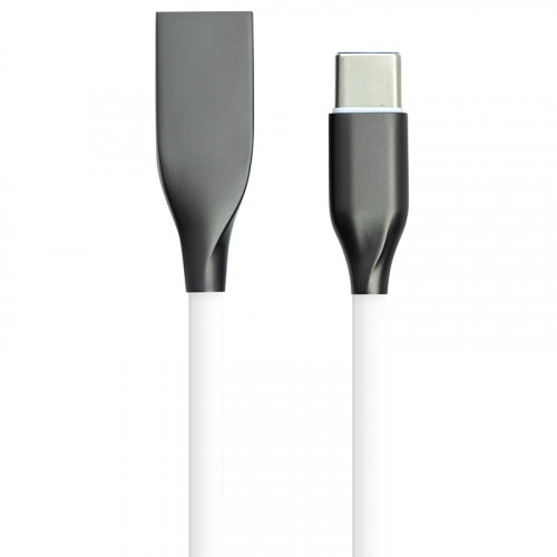 Кабель PowerPlant USB AM - Type-C 2.4А 1м супергибкий силиконовый, белый
